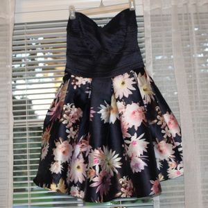 Miss Avenue Strapless Floral Dress